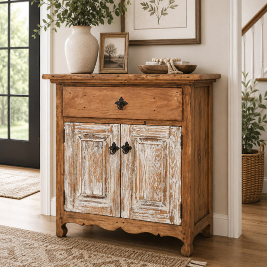 Leon Utility Cabinet - Honey & White