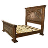 Roundup Solid Wood & Tooled Leather Bed - Queen