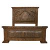 Roundup Solid Wood & Tooled Leather Bed - Queen
