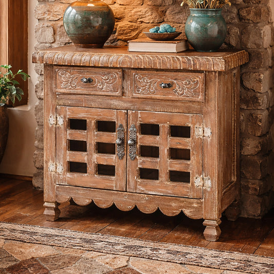 Weathered Dunes Carved Cabinet