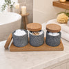 Lava Rock Canisters with Wood Tray