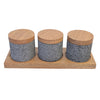 Lava Rock Canisters with Wood Tray