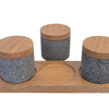 Lava Rock Canisters with Wood Tray