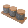 Lava Rock Canisters with Wood Tray