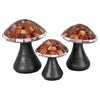 Mosaic Glass & Clay Mushrooms - Set of 3