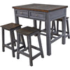 Gray Woods Kitchen Island with 4 Stools