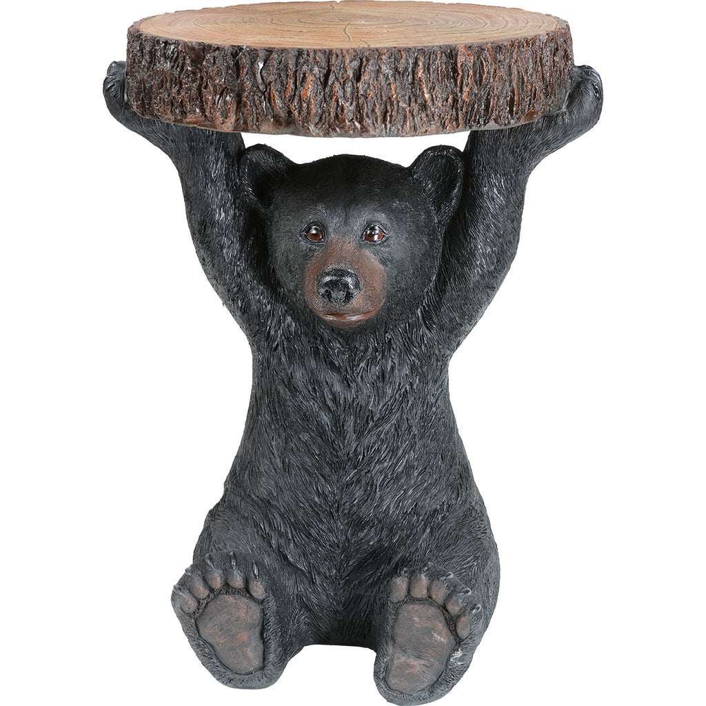 Black Bear Slice Sculpture Accent Table
