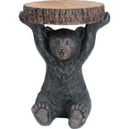 Black Bear Slice Sculpture Accent Table