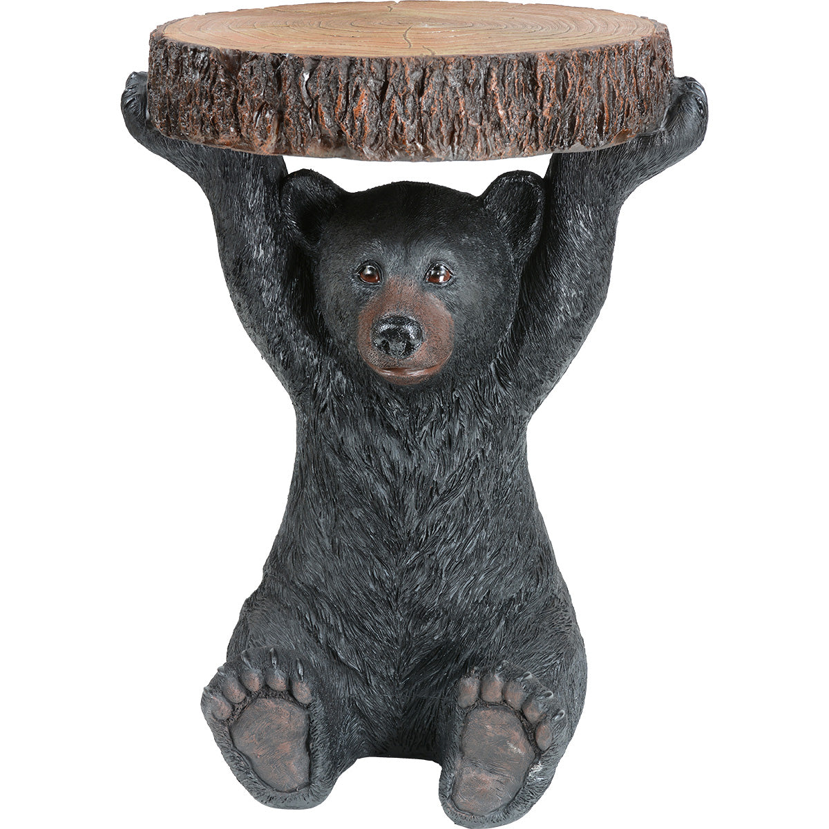 Black Bear Slice Sculpture Accent Table