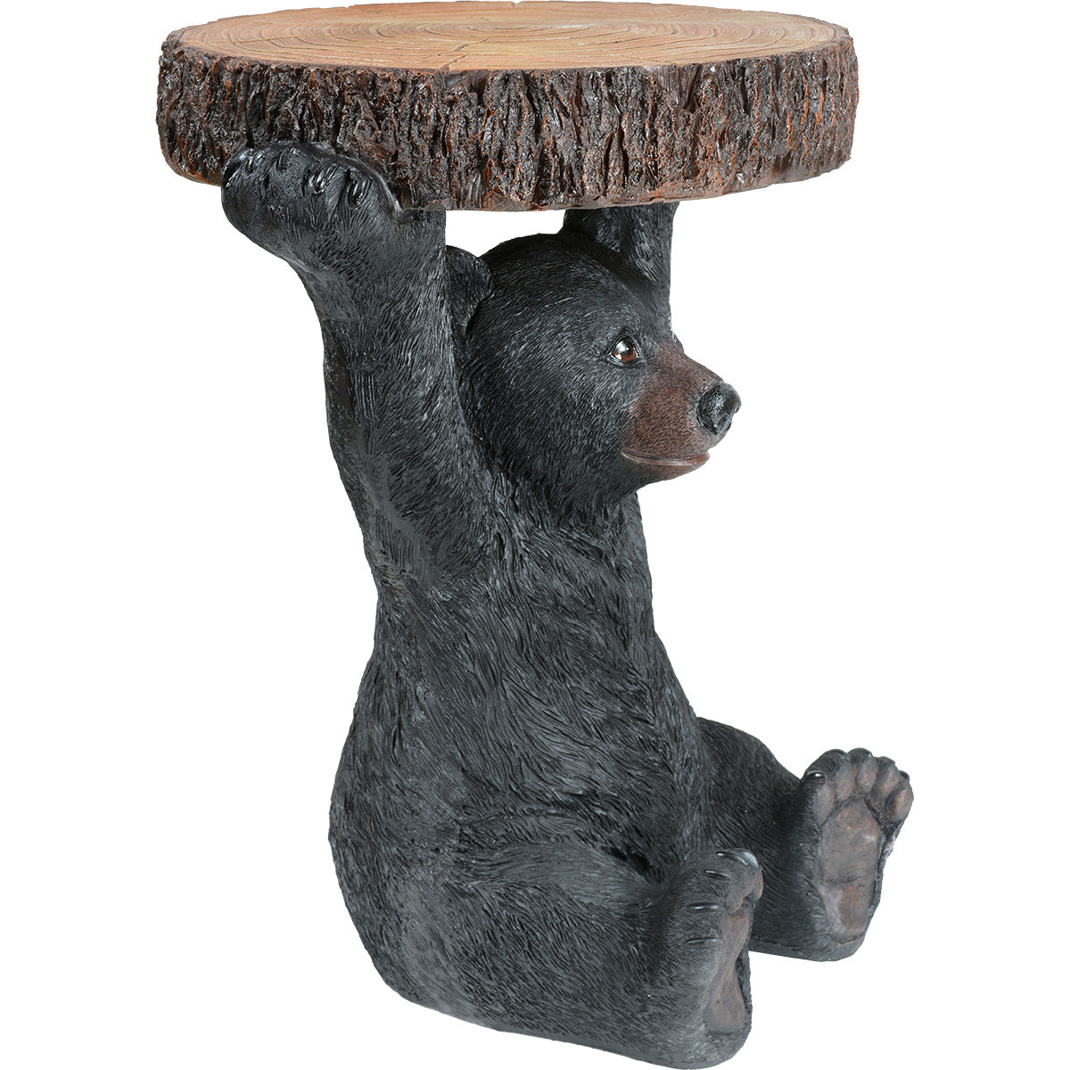 Black Bear Slice Sculpture Accent Table