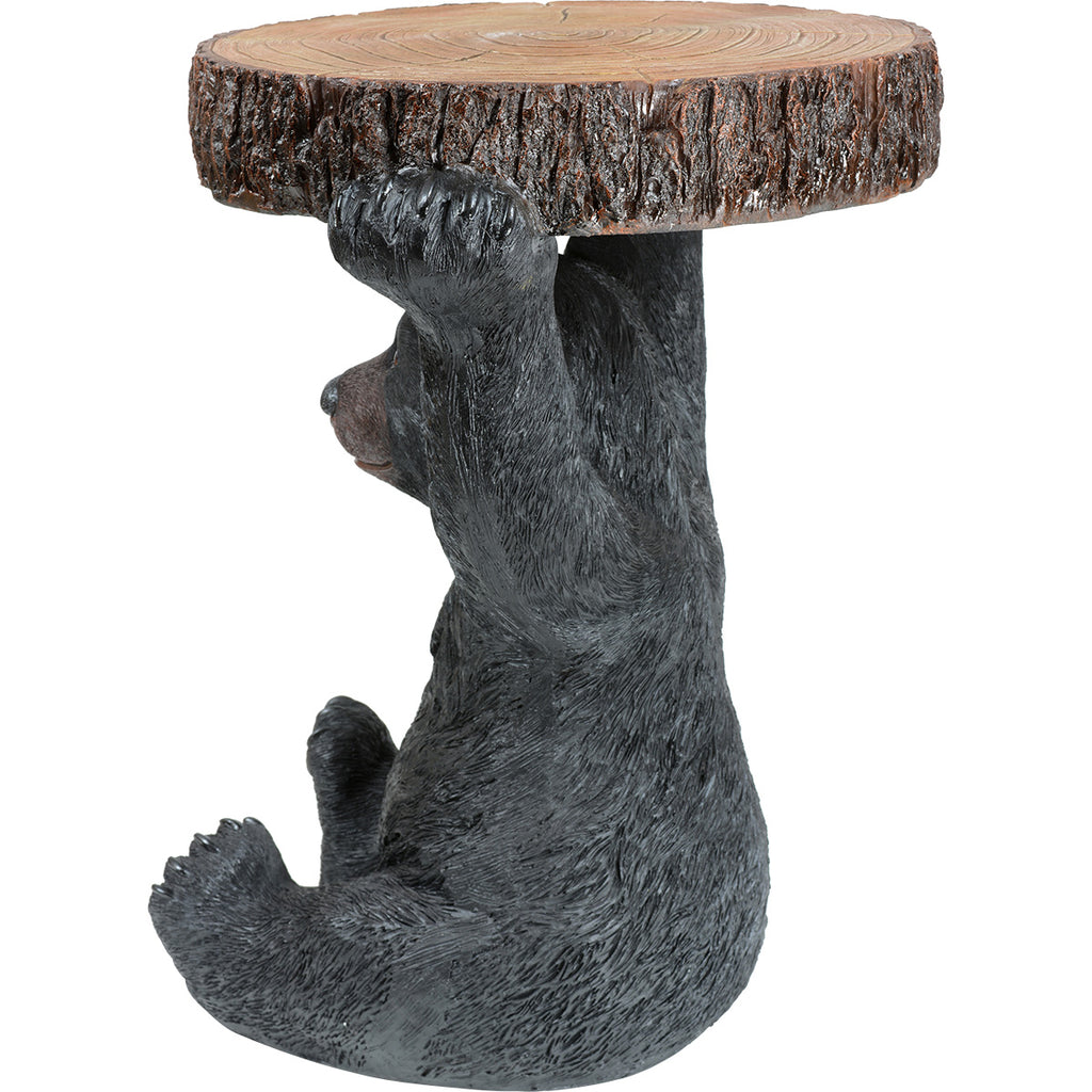 Black Bear Slice Sculpture Accent Table