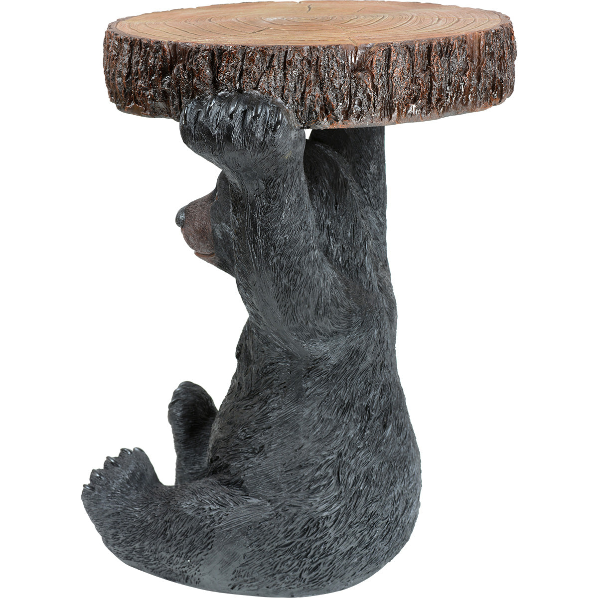 Black Bear Slice Sculpture Accent Table