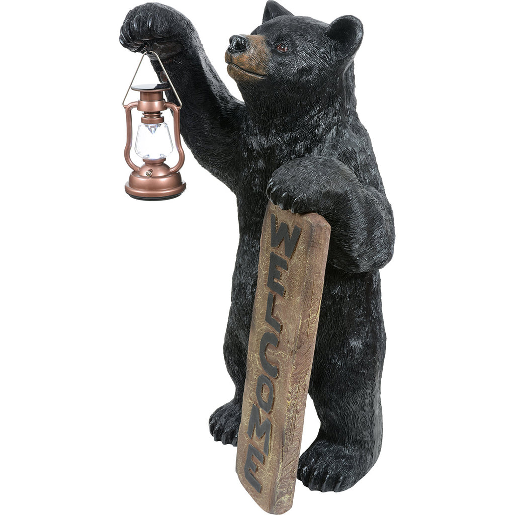 Welcome Bear Solar Lantern Sculpture