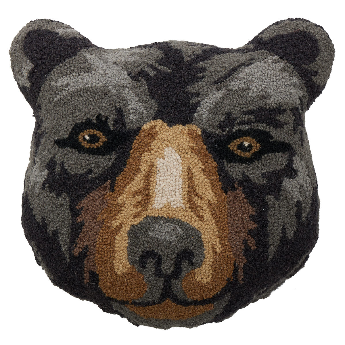 Black Bear Head Shaped Hooked Pillow