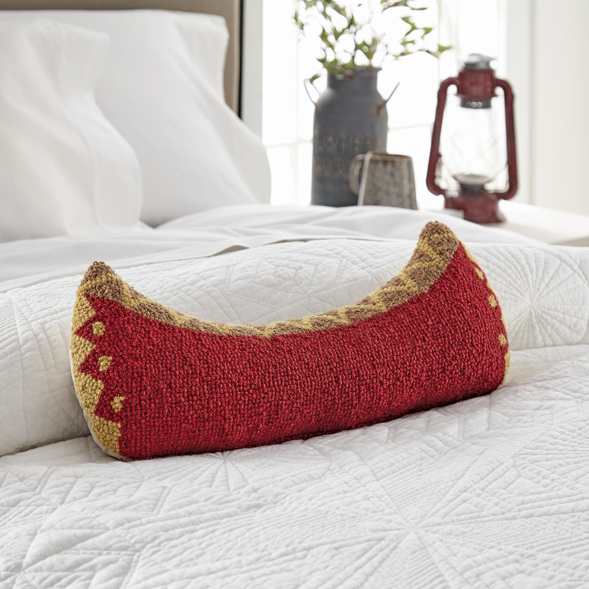 Hooked Wool Canoe Pillow - OUT OF STOCK UNTIL 8/29/2026