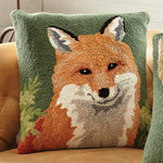 Forest Fox Hooked Wool Pillow