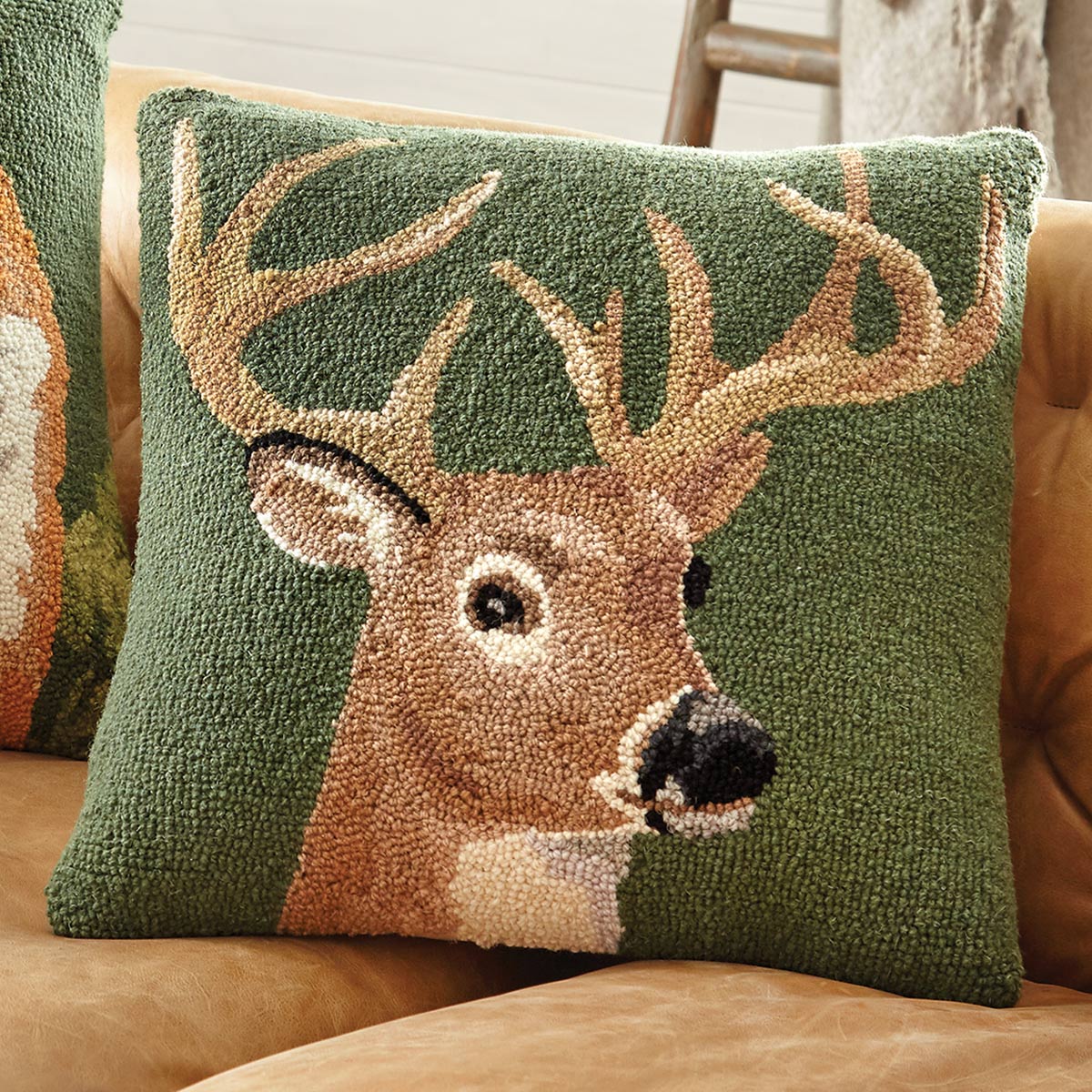 Forest Deer Hooked Wool Pillow - OUT OF STOCK UNTIL 09/02/2026