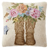 Boots & Blooms Hooked Pillow