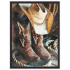 Western Cowboy Hat & Boots Framed Wall Art