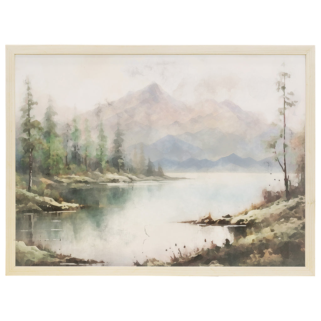 Tranquil Lake Watercolor Framed Wall Art - OVERSTOCK
