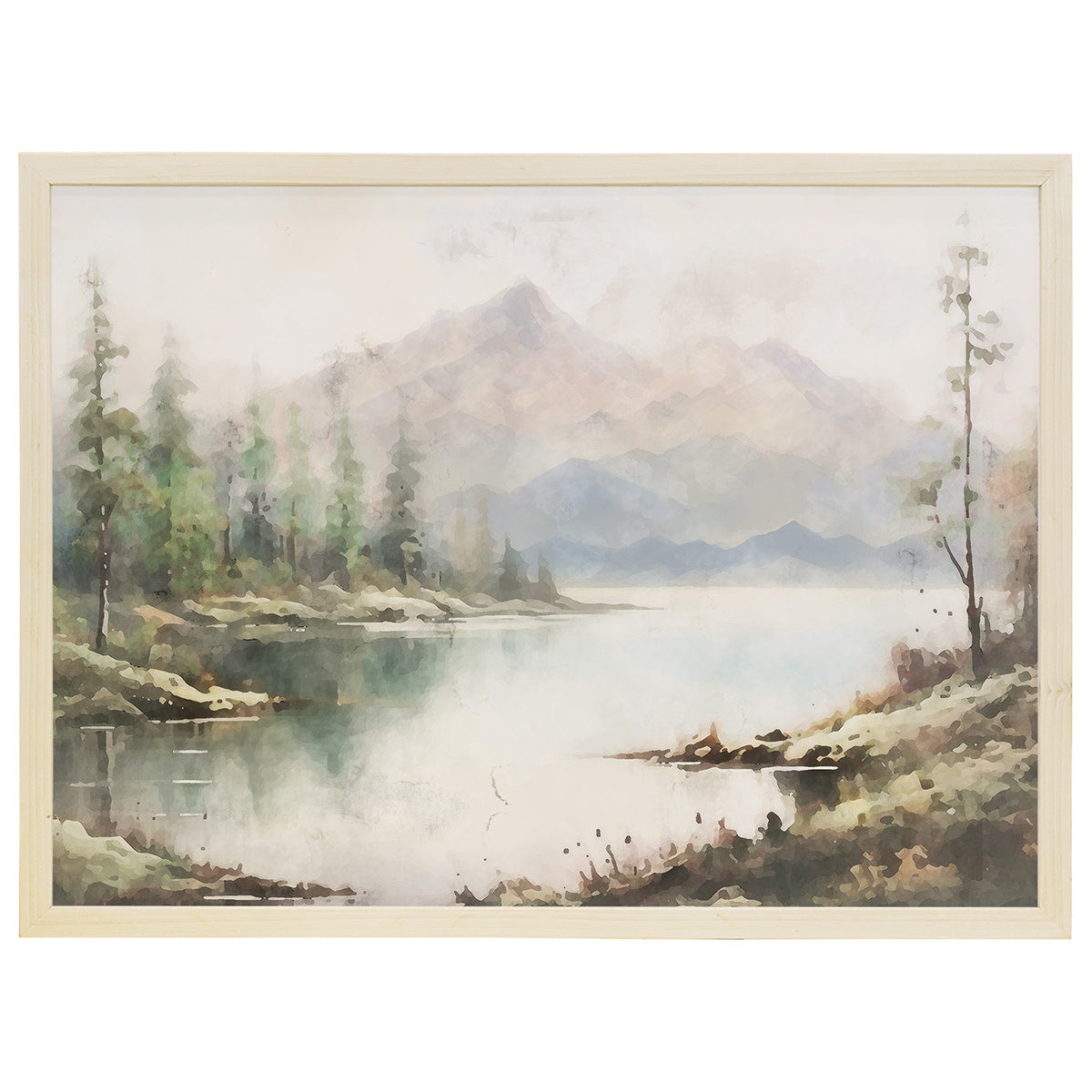 Tranquil Lake Watercolor Framed Wall Art - OVERSTOCK
