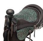 Canyon Ranch Tooled Leather Saddle Barstool - Turquoise