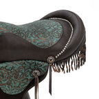 Canyon Ranch Tooled Leather Saddle Barstool - Turquoise