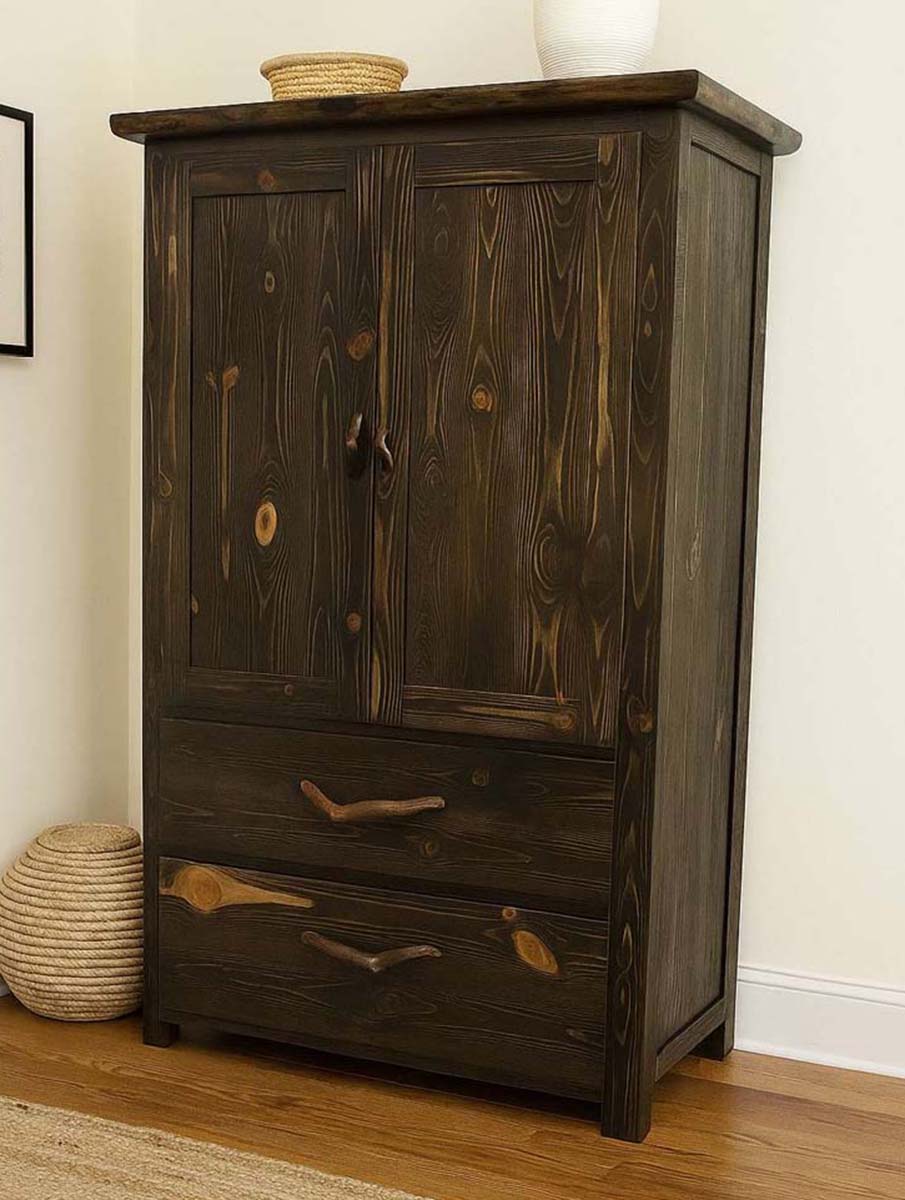 Lima Live Edge Armoire - Jacobean Stain