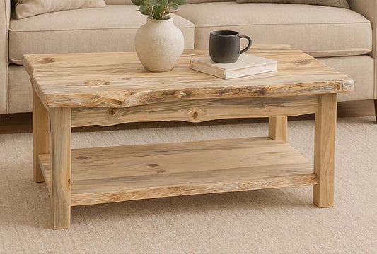 Lima Live Edge Coffee Table with Shelf