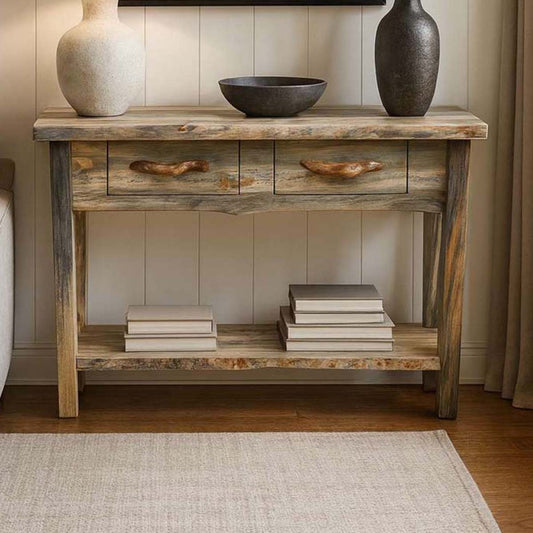 Lima Live Edge 4 Foot Console Table with Shelf