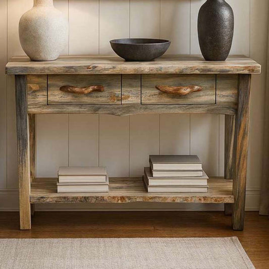 Lima Live Edge 6 Foot Console Table with Shelf