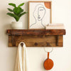 Collins Live Edge American Stain Wall Shelf with Pegs