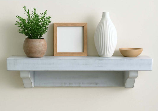 Collins Rough Cut Rustic White Wall Shelf