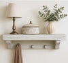Collins Rough Cut Rustic White Wall Shelf with Pegs