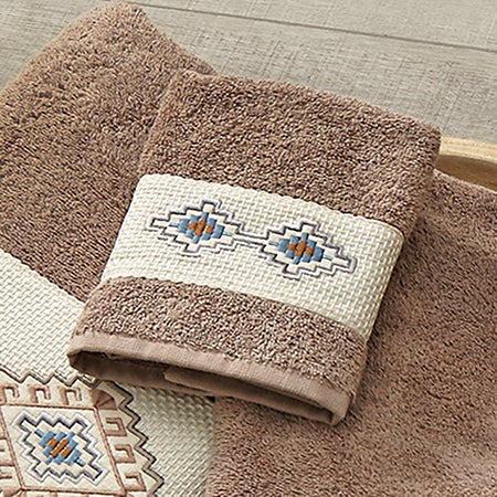 Southwest Diamond Latte Embroidered Wash Cloth