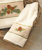 Woodland Embroidered Pinecones Hand Towel - Cream