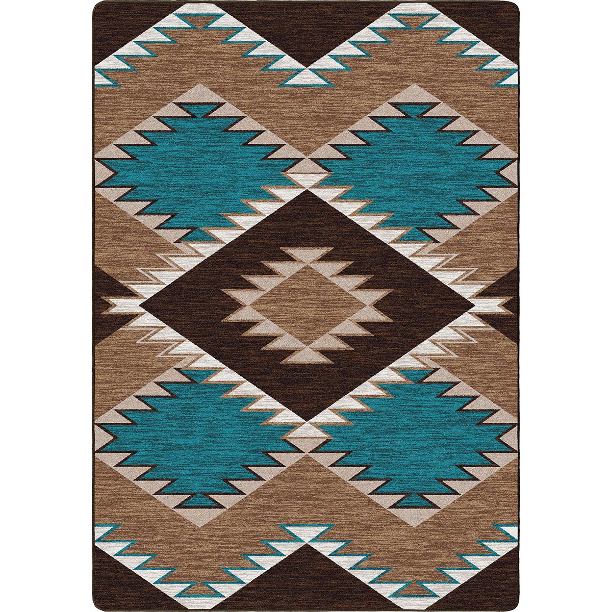 Southwestern Diamond Teal & Brown Rug - 3 x 4