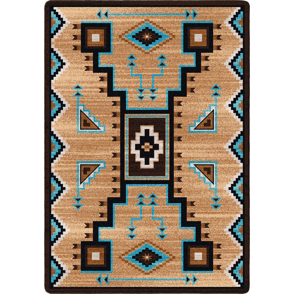 Tribal Turquoise Rug - 5 x 8