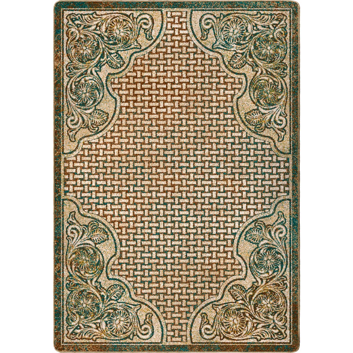 Turquoise Scroll Saddle Rug - 3 x 4