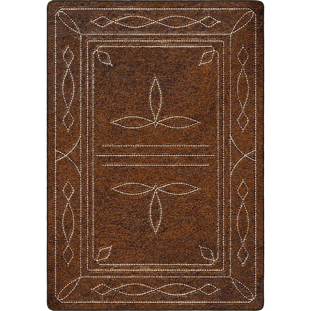 Western Stitched Leather Style Rug - 11 x 13
