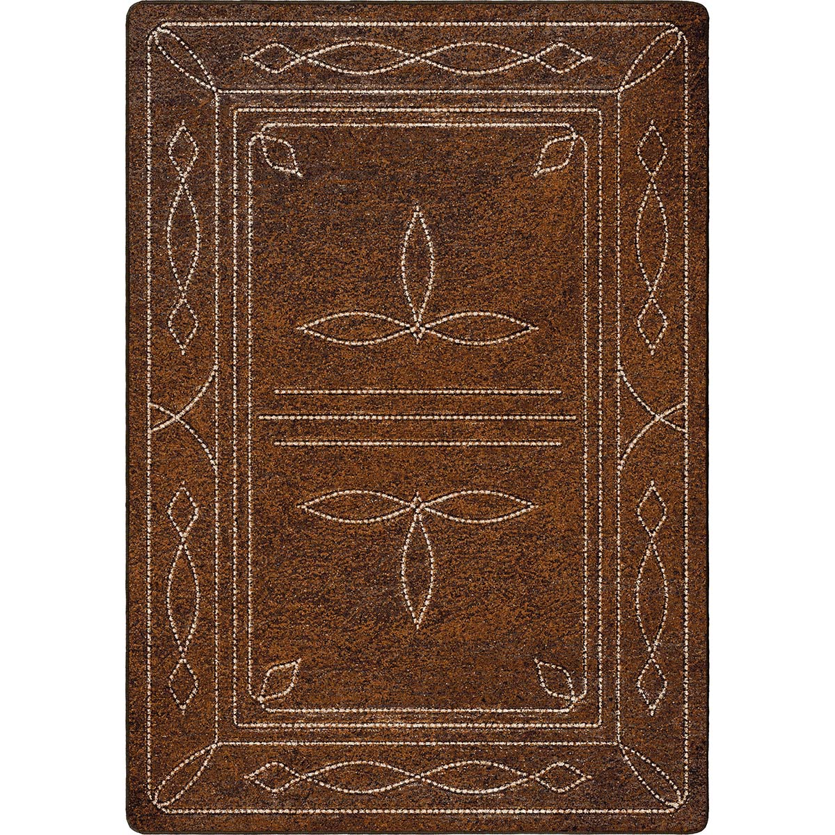 Western Stitched Leather Style Rug - 11 x 13