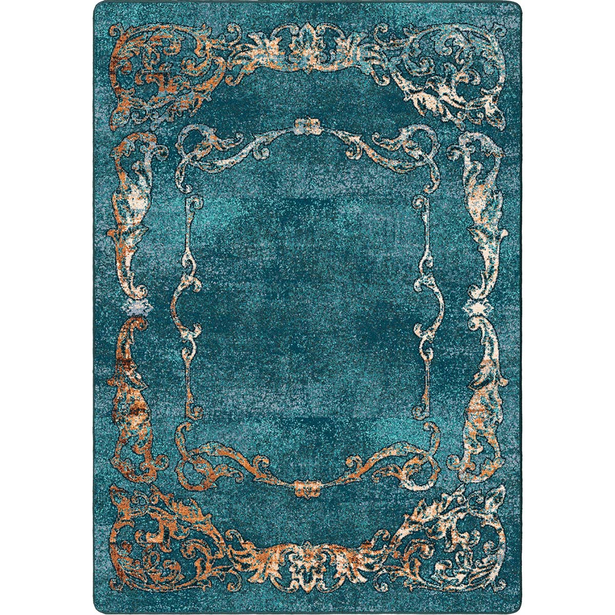 Prairie Scrolls Turquioise Rug - 11 x 13