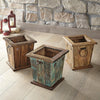 Southwestern Wood Waste Basket - White