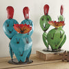 Prickly Bloom Cactus Metal Art Sculpture - Green