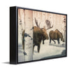 Birch Winter Moose Couple Personalized Framed Canvas - Small