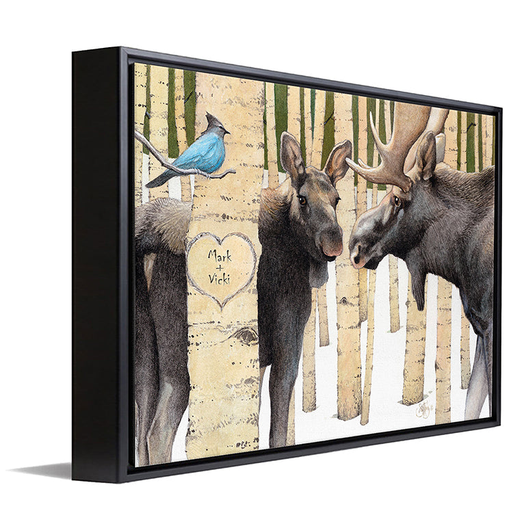 Personalized Moose Love Canvas Wall Art