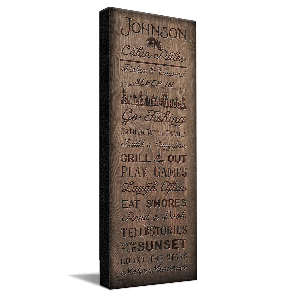 Cabin Rules Personalized Wall Art