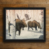 Birch Winter Moose Couple Personalized Wall Art