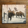 Birch Winter Moose Couple Personalized Stretched Canvas - Small