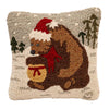 Santa’s Honey Bear Hooked Pillow